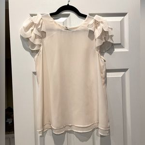 Olive and Oak Petal Sleeve Ivory Top Blouse Size Medium